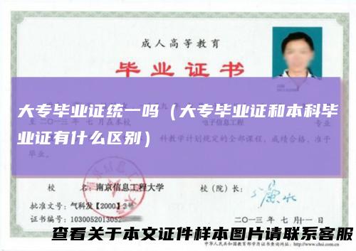 大专毕业证统一吗（大专毕业证和本科毕业证有什么区别）