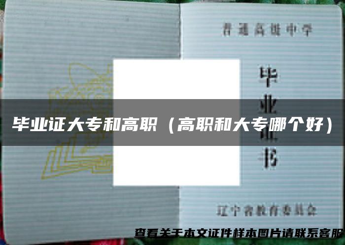毕业证大专和高职（高职和大专哪个好）