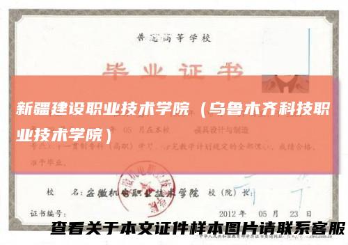 新疆建设职业技术学院（乌鲁木齐科技职业技术学院）