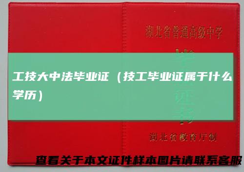 工技大中法毕业证（技工毕业证属于什么学历）