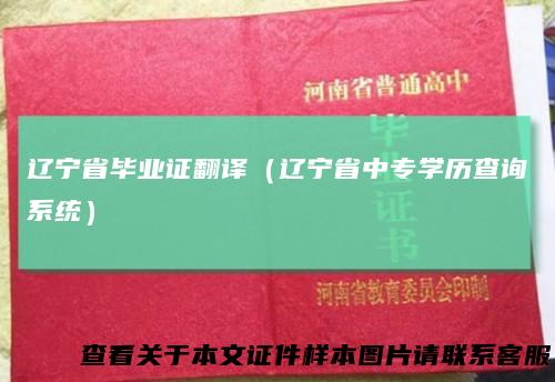 辽宁省毕业证翻译(辽宁省中专学历查询系统)