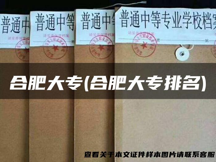 合肥大专(合肥大专排名)