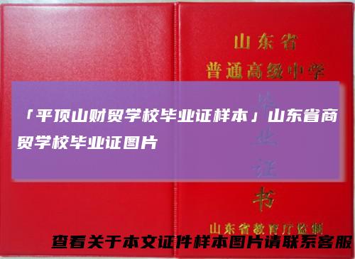 「平顶山财贸学校毕业证样本」山东省商贸学校毕业证图片