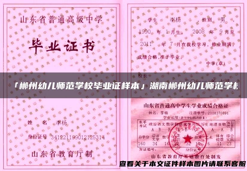「郴州幼儿师范学校毕业证样本」湖南郴州幼儿师范学校