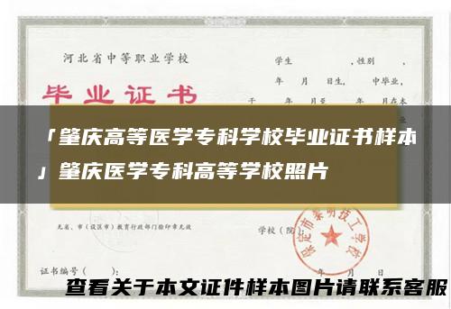 「肇庆高等医学专科学校毕业证书样本」肇庆医学专科高等学校照片