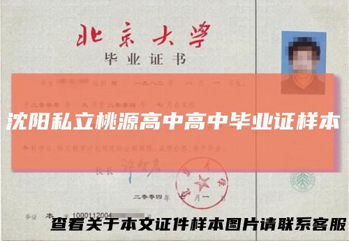 沈阳私立桃源高中高中毕业证样本
