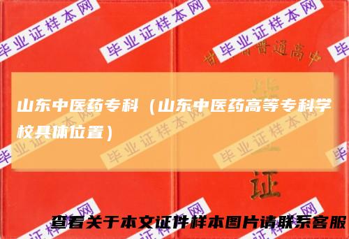 山东中医药专科（山东中医药高等专科学校具体位置）