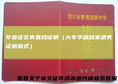 毕业证丢失查档证明（大专学籍档案遗失证明格式）