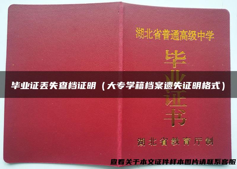 毕业证丢失查档证明（大专学籍档案遗失证明格式）