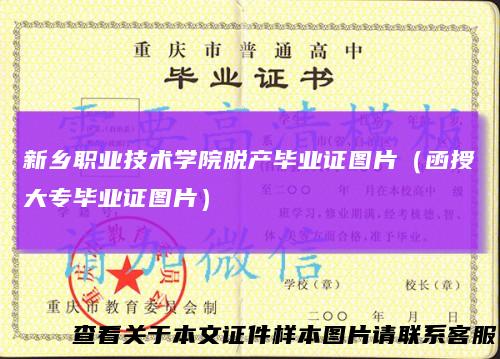 新乡职业技术学院脱产毕业证图片（函授大专毕业证图片）