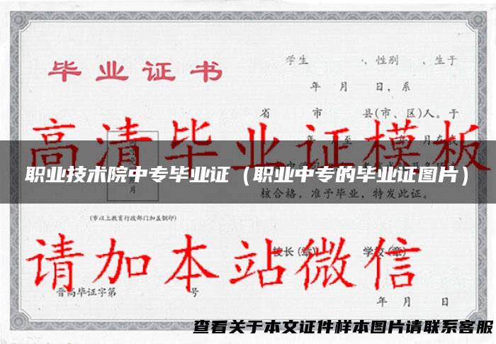 职业技术院中专毕业证（职业中专的毕业证图片）