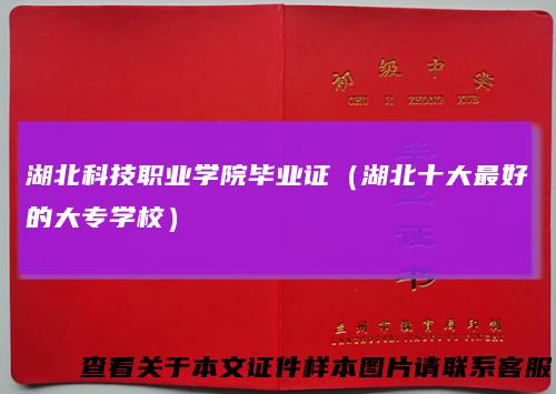 湖北科技职业学院毕业证(湖北十大最好的大专学校)
