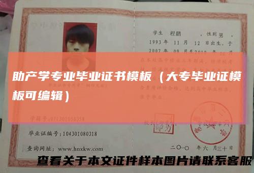 助产学专业毕业证书模板（大专毕业证模板可编辑）