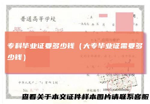 专科毕业证要多少钱（大专毕业证需要多少钱）