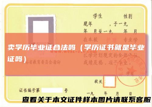 卖学历毕业证合法吗（学历证书就是毕业证吗）