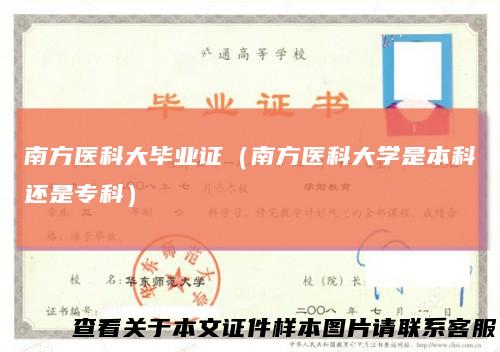 南方医科大毕业证(南方医科大学是本科还是专科)