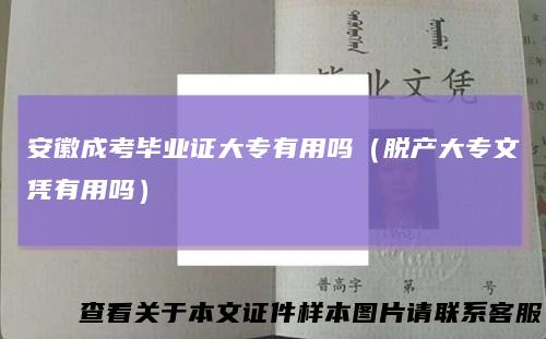 安徽成考毕业证大专有用吗（脱产大专文凭有用吗）