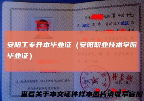 安阳工专升本毕业证（安阳职业技术学院毕业证）