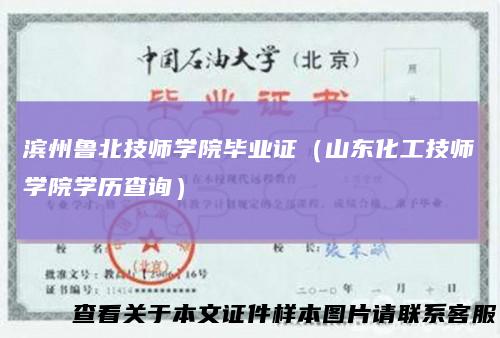 滨州鲁北技师学院毕业证（山东化工技师学院学历查询）