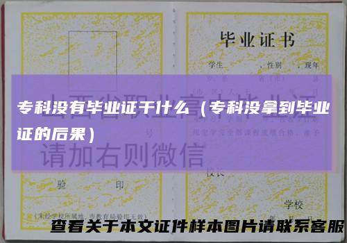 专科没有毕业证干什么（专科没拿到毕业证的后果）