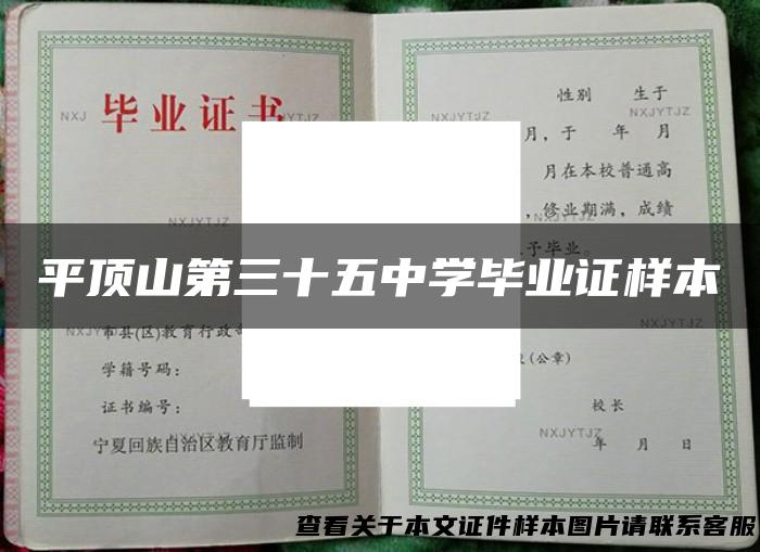 平顶山第三十五中学毕业证样本