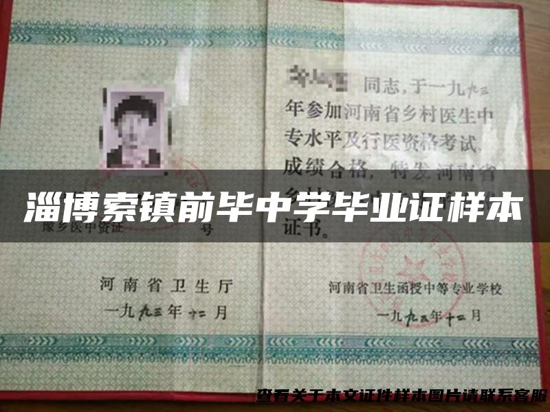 淄博索镇前毕中学毕业证样本