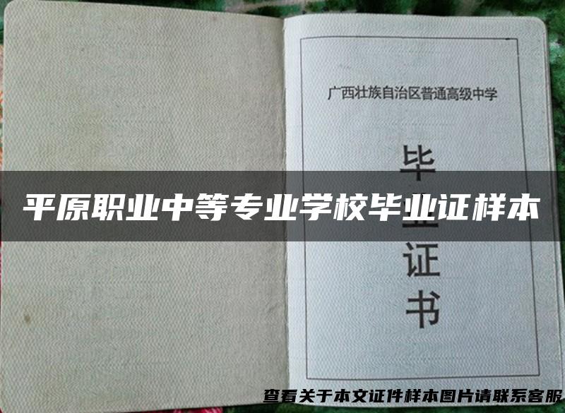 平原职业中等专业学校毕业证样本