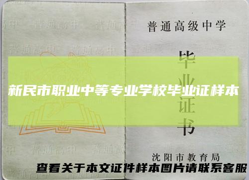 新民市职业中等专业学校毕业证样本
