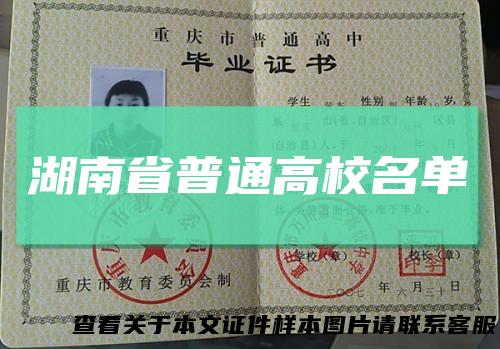 湖南省普通高校名单