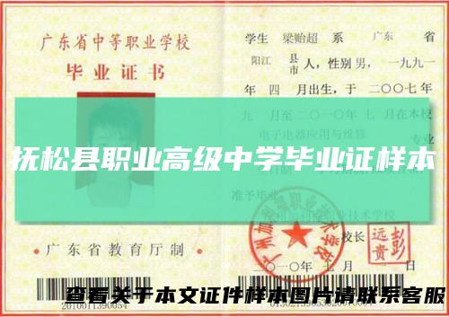 抚松县职业高级中学毕业证样本