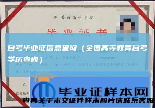 自考毕业证信息查询（全国高等教育自考学历查询）