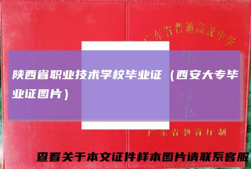 陕西省职业技术学校毕业证（西安大专毕业证图片）
