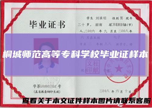 桐城师范高等专科学校毕业证样本