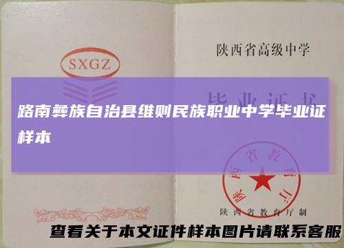 路南彝族自治县维则民族职业中学毕业证样本