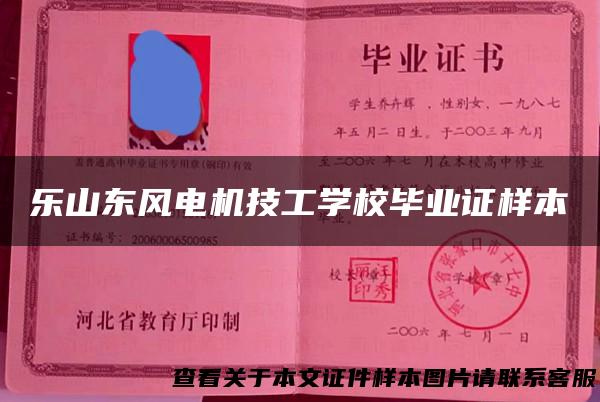 乐山东风电机技工学校毕业证样本