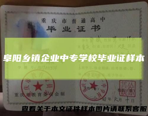 阜阳乡镇企业中专学校毕业证样本