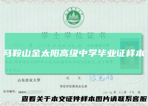 马鞍山金太阳高级中学毕业证样本