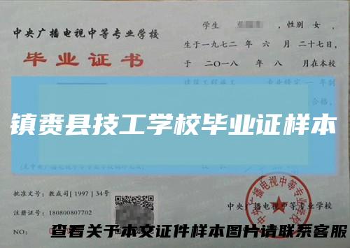 镇赉县技工学校毕业证样本