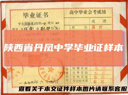 陕西省丹凤中学毕业证样本