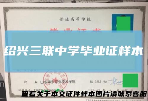绍兴三联中学毕业证样本