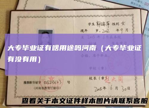 大专毕业证有啥用途吗河南（大专毕业证有没有用）