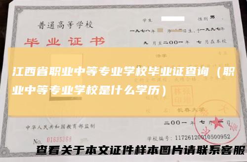 江西省职业中等专业学校毕业证查询（职业中等专业学校是什么学历）
