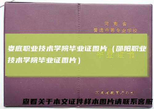 娄底职业技术学院毕业证图片（邵阳职业技术学院毕业证图片）