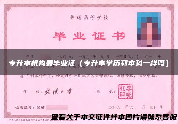 专升本机构要毕业证（专升本学历和本科一样吗）