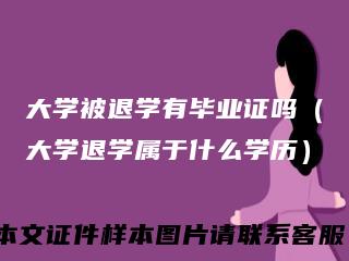 大学被退学有毕业证吗（大学退学属于什么学历）