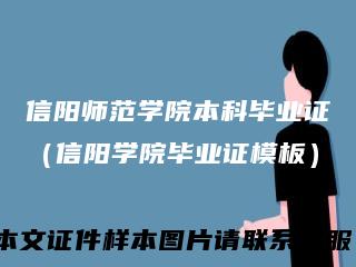 信阳师范学院本科毕业证(信阳学院毕业证模板)