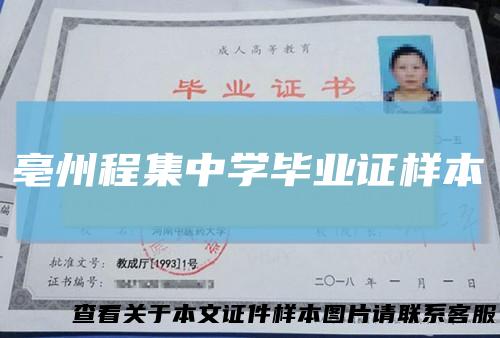 亳州程集中学毕业证样本