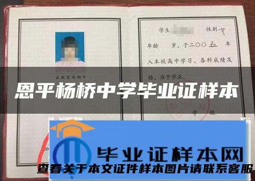 恩平杨桥中学毕业证样本