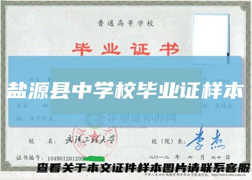 盐源县中学校毕业证样本