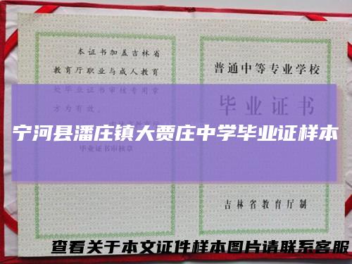 宁河县潘庄镇大贾庄中学毕业证样本